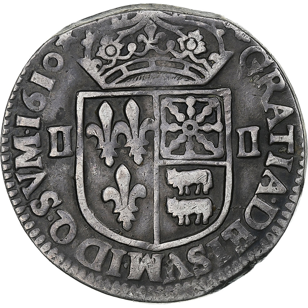 Frankrijk, Louis XIII, 1/4 Ecu de Béarn, 1610, Pau, Zilver, ZF, Gadoury:30