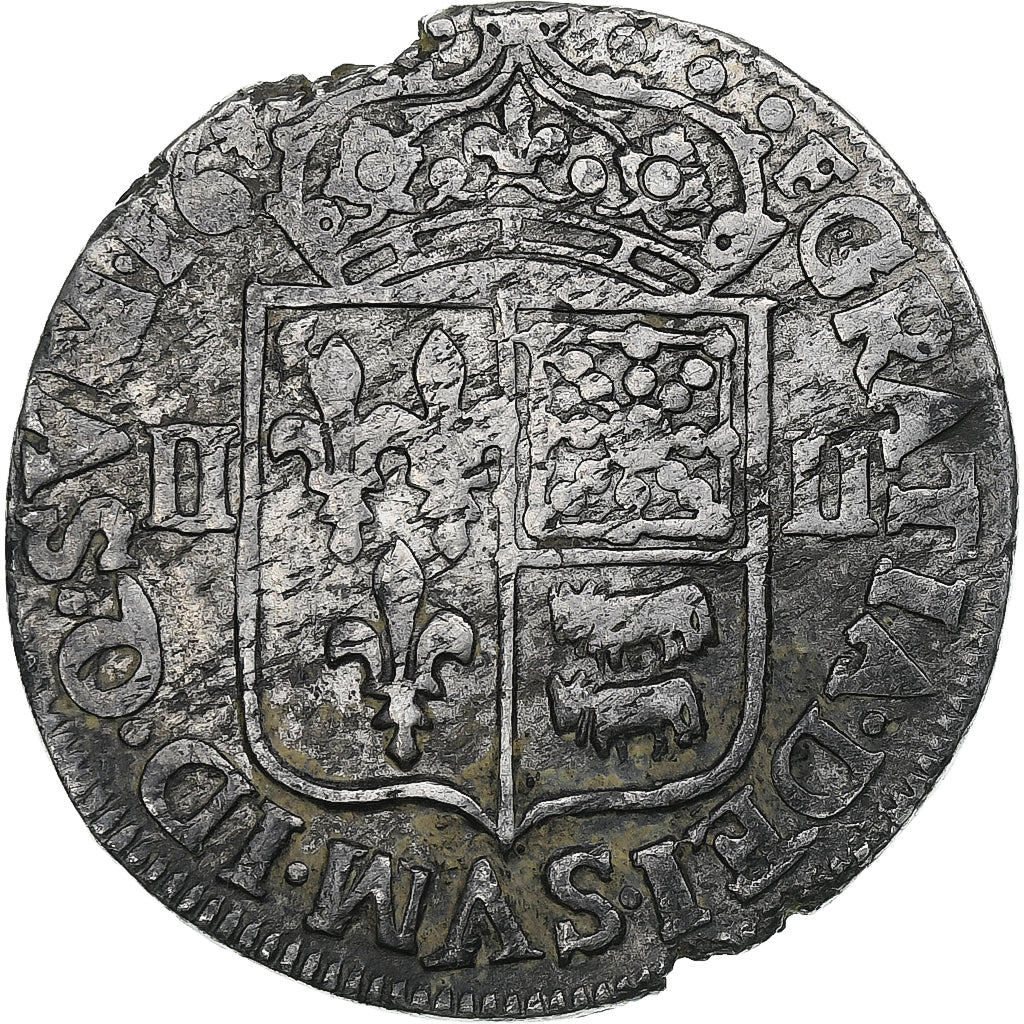 Frankrijk, Louis XIII, 1/4 Ecu de Béarn, 1610-1643, Pau, Zilver, ZF, Gadoury:30