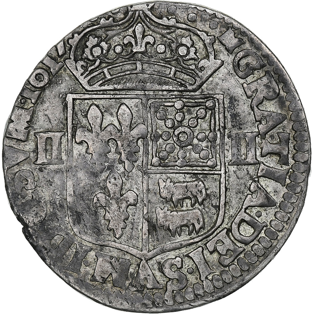 França, Louis XIII, 1/4 Ecu de Béarn, 1617, Pau, Prata, EF(40-45), Gadoury:30