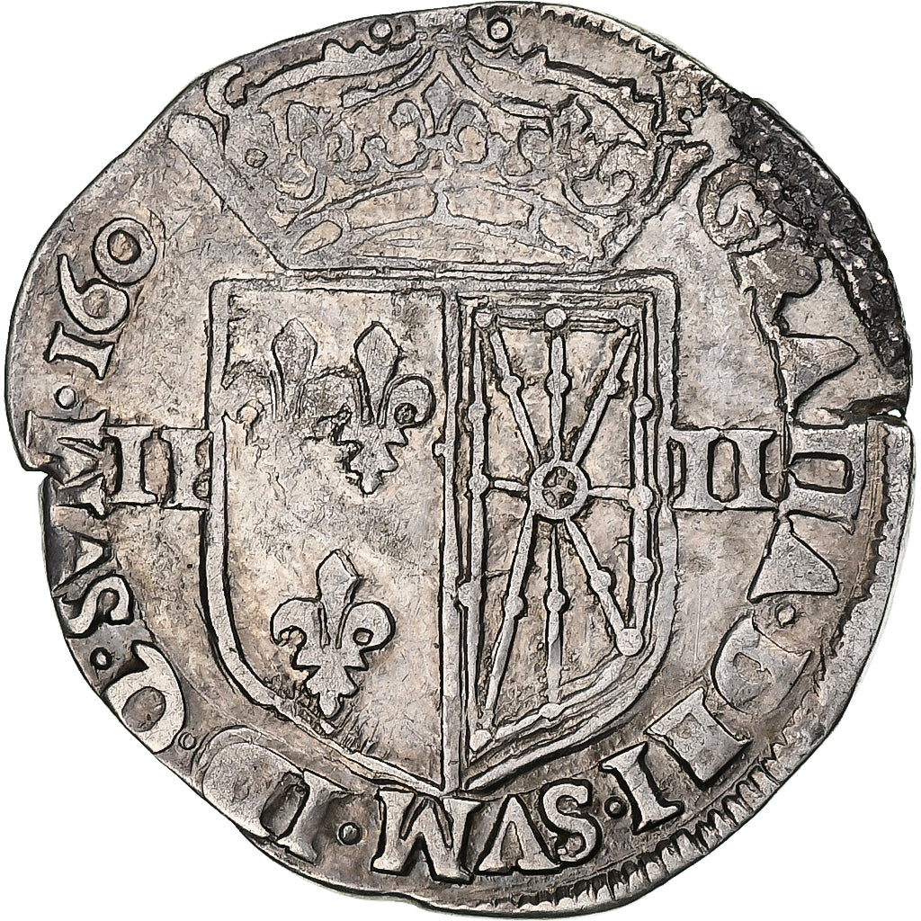 Francia, Henri IV, 1/4 Écu de Navarre, 1601, Saint-Palais, Plata, MBC+