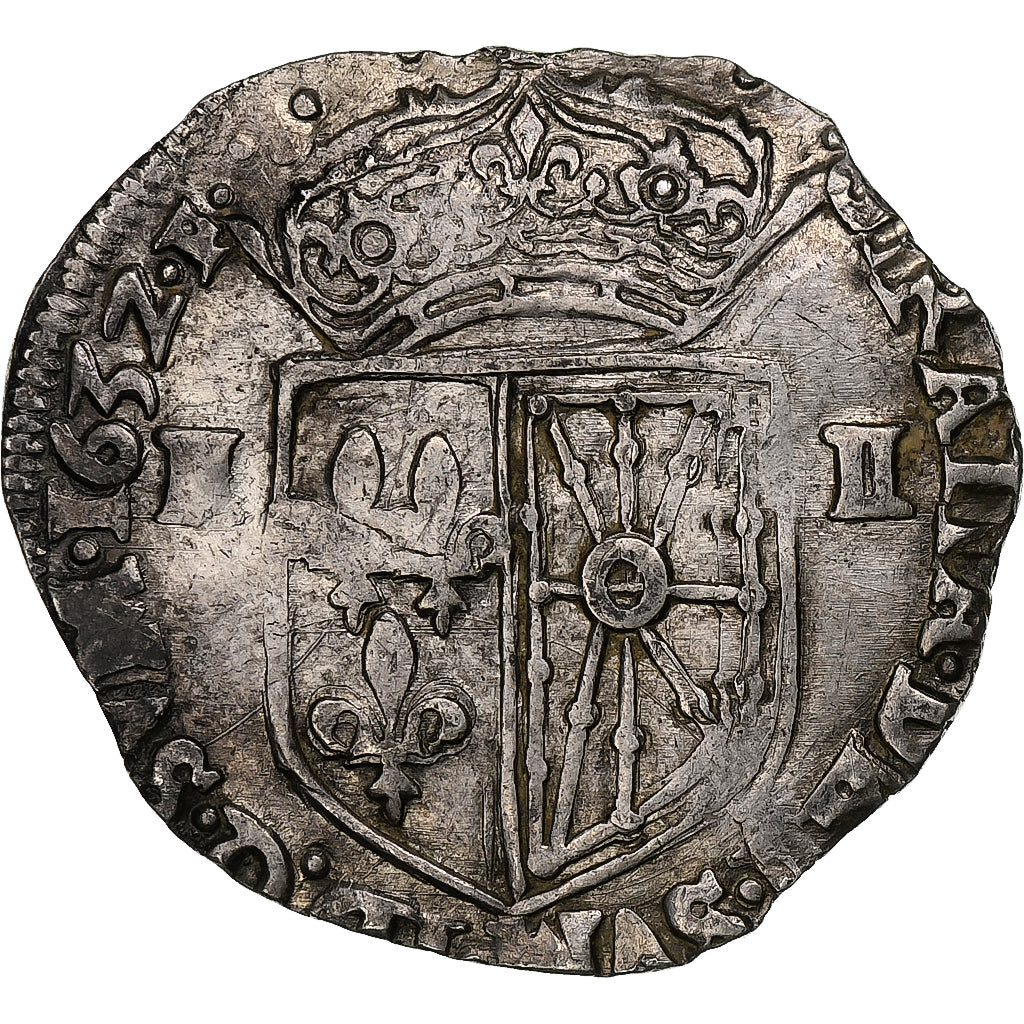 Francia, Louis XIII, 1/4 Écu de Navarre, 1632, Saint-Palais, Plata, MBC