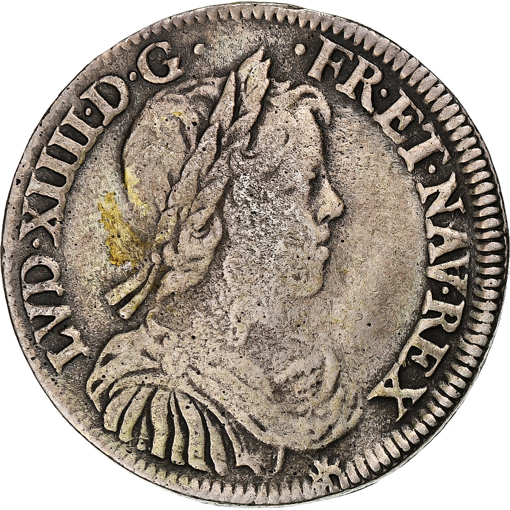 Francja, Louis XIV, 1/2 Écu à la mèche longue, 1647, Rouen, Srebro