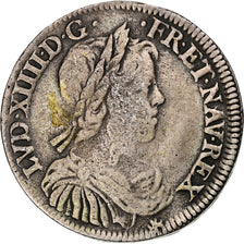 Francja, Louis XIV, 1/2 Écu à la mèche longue, 1647, Rouen, Srebro