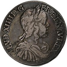 France, Louis XIV, 1/2 Écu à la mèche longue, 1652, Poitiers, Silver
