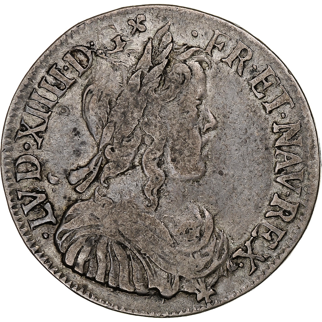 Francia, Louis XIV, 1/2 Écu à la mèche longue, 1652, Montpellier, Argento