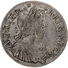 Francia, Louis XIV, 1/2 Écu à la mèche longue, 1652, Montpellier, Argento