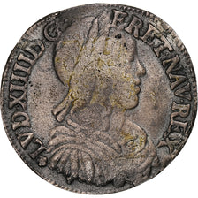 France, Louis XIV, 1/2 Écu à la mèche longue, 1656, Rennes, Argent, TB+