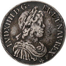 Francia, Louis XIV, 1/2 Écu à la mèche courte, 1643, Paris, Argento, MB+