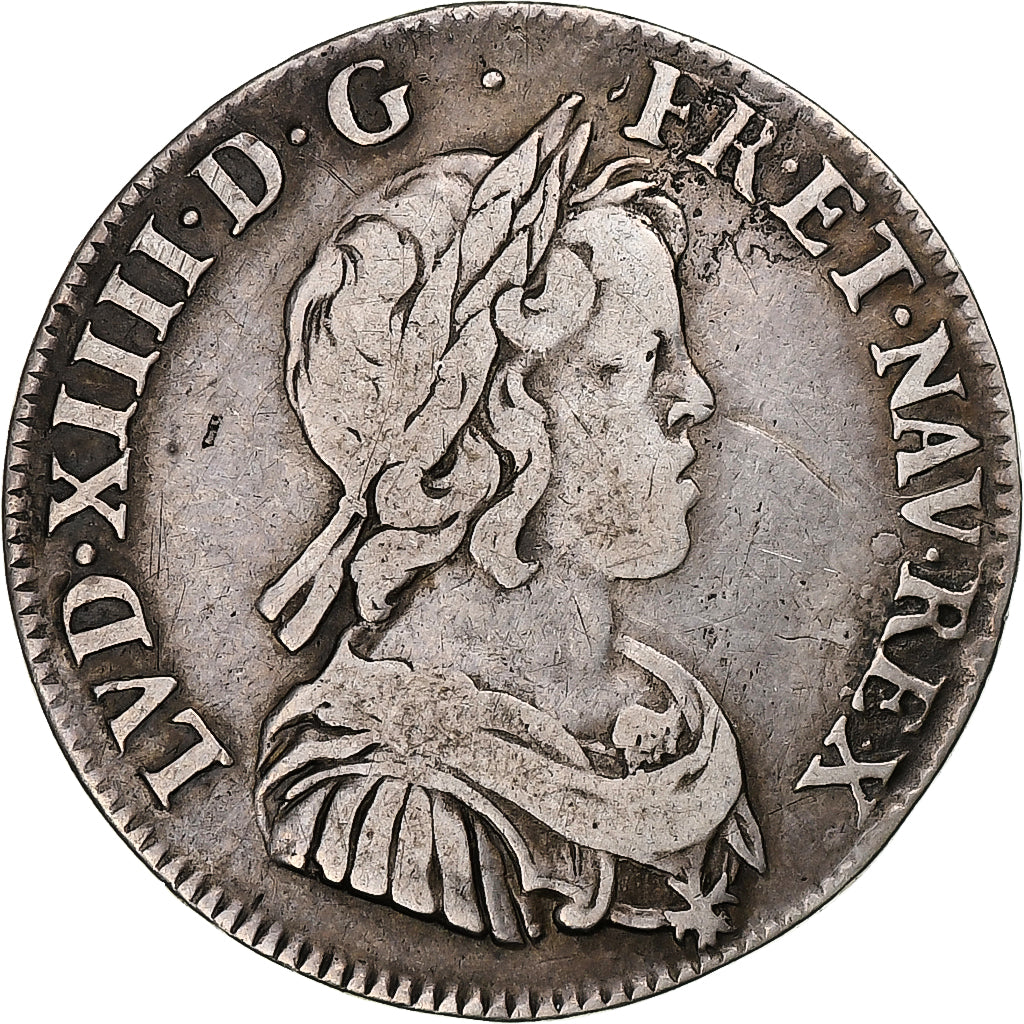 Frankrijk, Louis XIV, 1/4 Écu à la mèche courte, 1644, Paris, Zilver, FR+