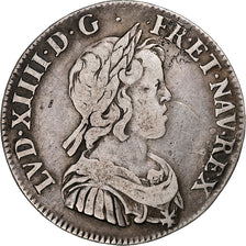 Frankrijk, Louis XIV, 1/4 Écu à la mèche courte, 1644, Paris, Zilver, FR+