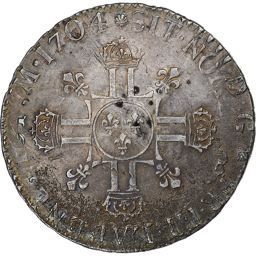 França, Louis XIV, Ecu aux 8 L, 1704, Lille, 2nd type, réformé, Prata