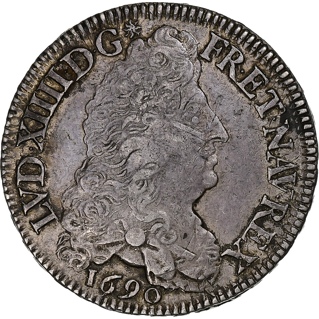 Francia, Louis XIV, 1/2 Écu aux 8 L, 1690, Paris, 1st type, reformed, Argento
