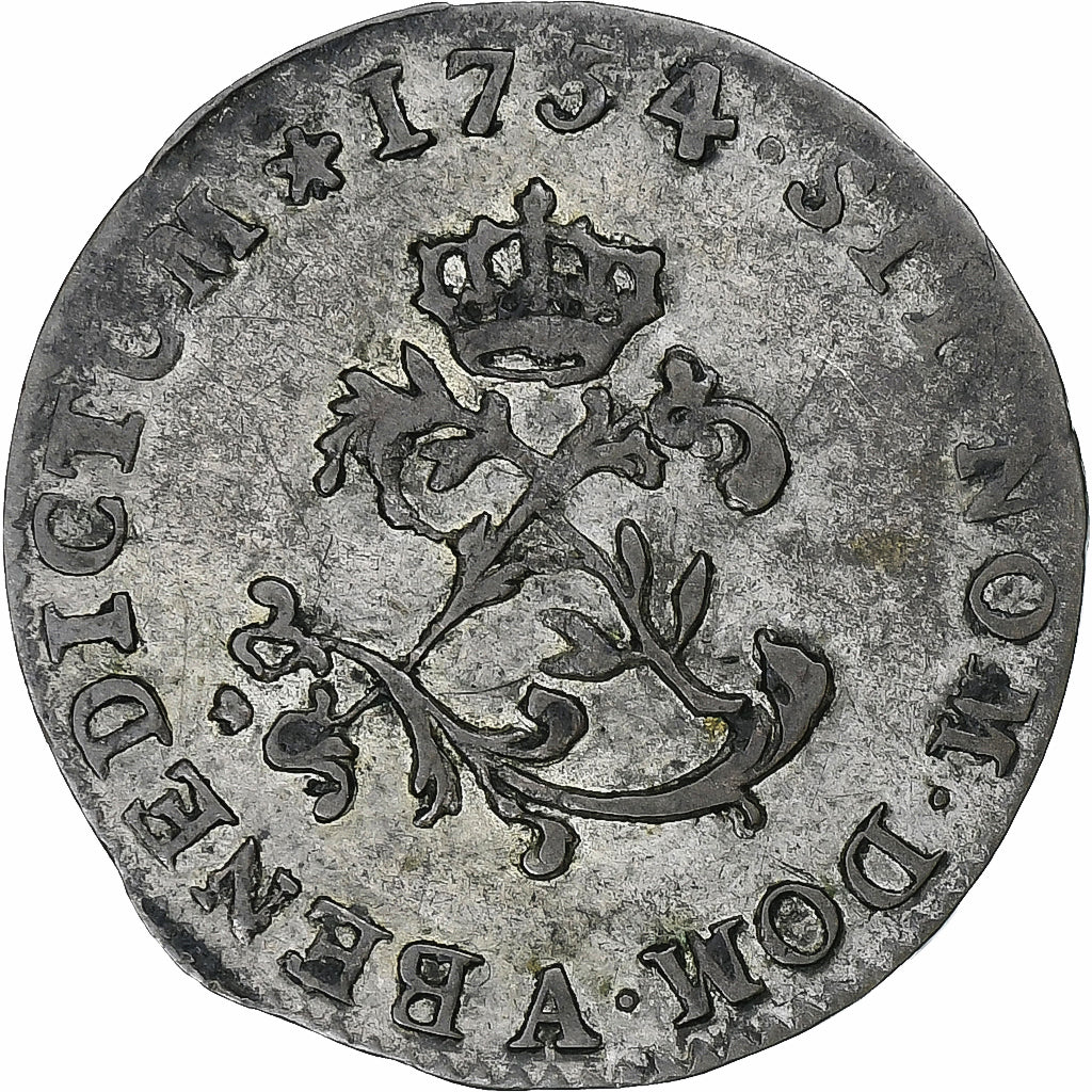 Frankrijk, Louis XV, Double Sol, 1754, Paris, 1st semester, Billon, ZF+