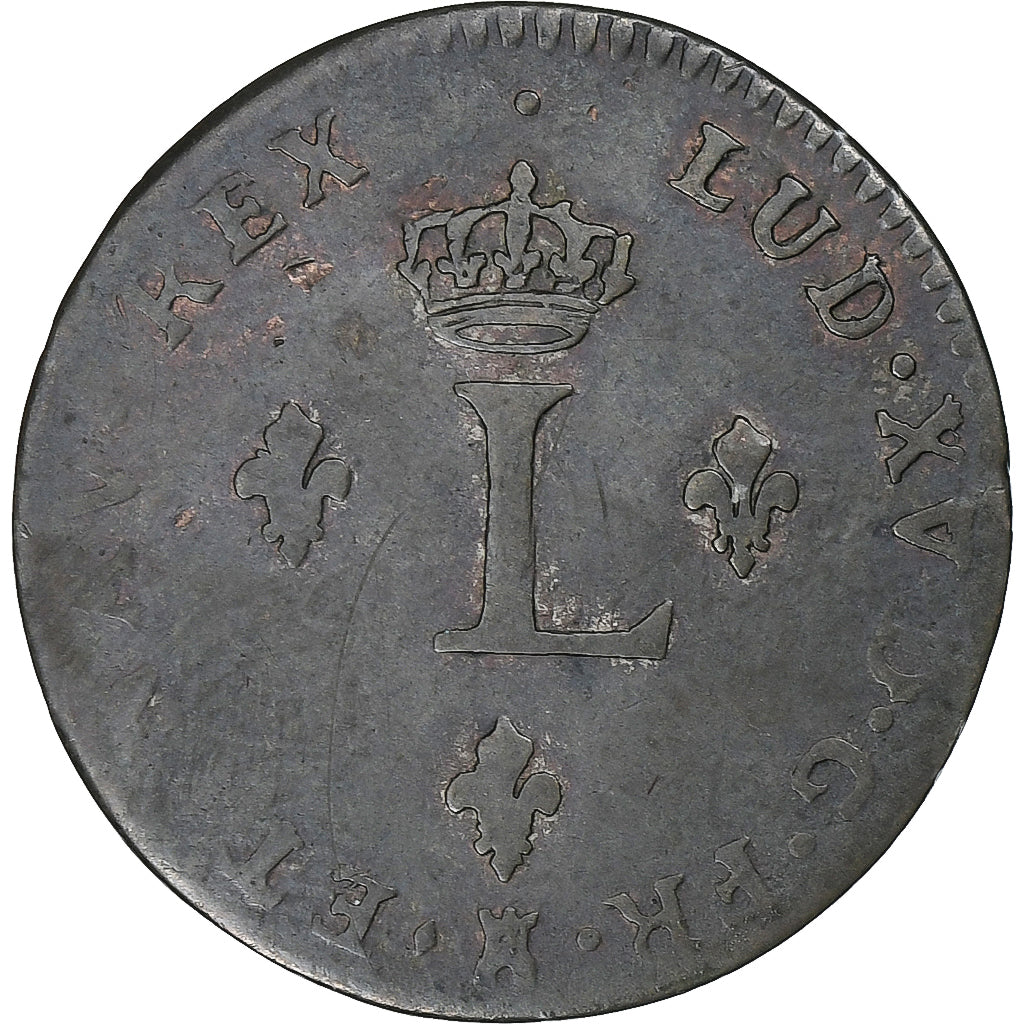 França, Louis XV, Double Sol, 1739, Troyes, Lingote, EF(40-45), Gadoury:281