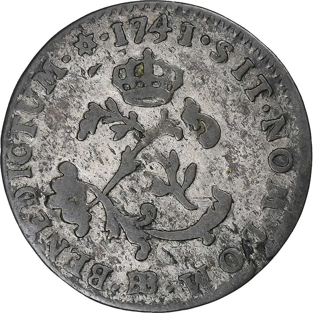 Francia, Louis XV, Double Sol, 1741, Strasbourg, Vellón, BC+, Gadoury:281