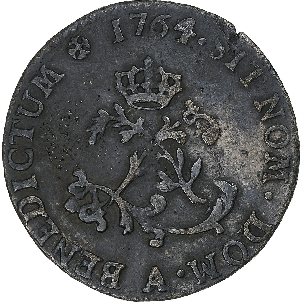 Frankrijk, Louis XV, Double Sol, 1764, Paris, 2nd semestre, Billon, ZF