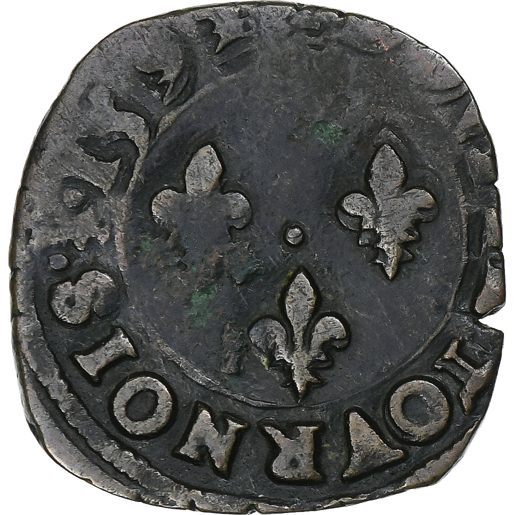 Francia, Charles X, Double Tournois, 1592, Troyes, Rame, MB, Gadoury:510