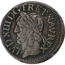 Frankreich, Louis XIII, Double Tournois, 1642, La Rochelle, Kupfer, S+