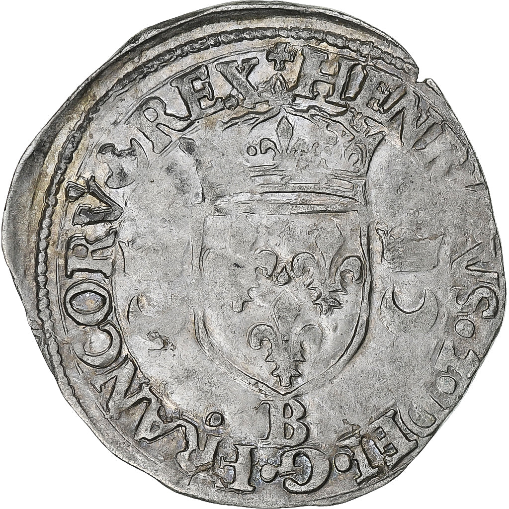 France, Henri II, Douzain aux croissants, 1549, Rouen, Billon, EF(40-45)