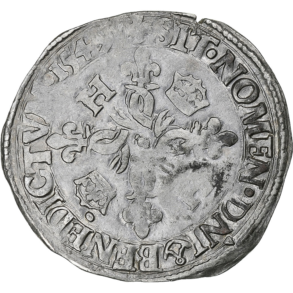 France, Henri II, Douzain aux croissants, 1549, Rouen, Billon, EF(40-45)