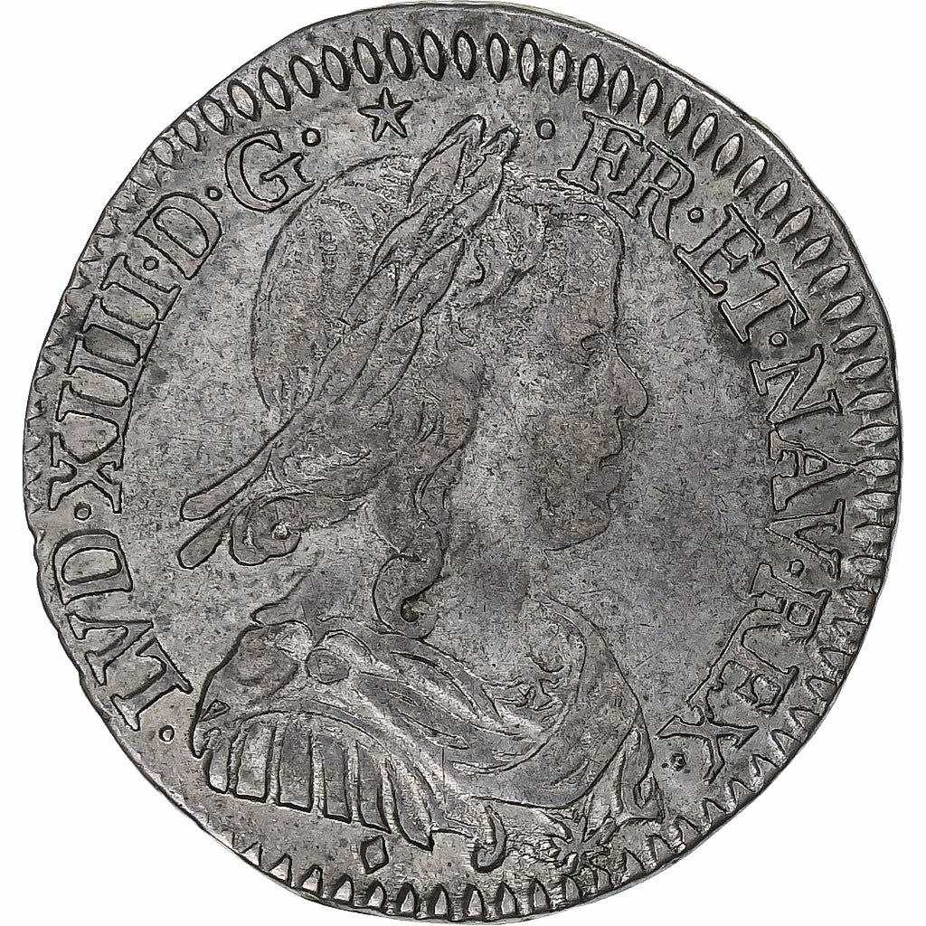 França, Louis XIV, 1/12 Ecu à la mèche longue, 1659, Lyon, Prata, EF(40-45)