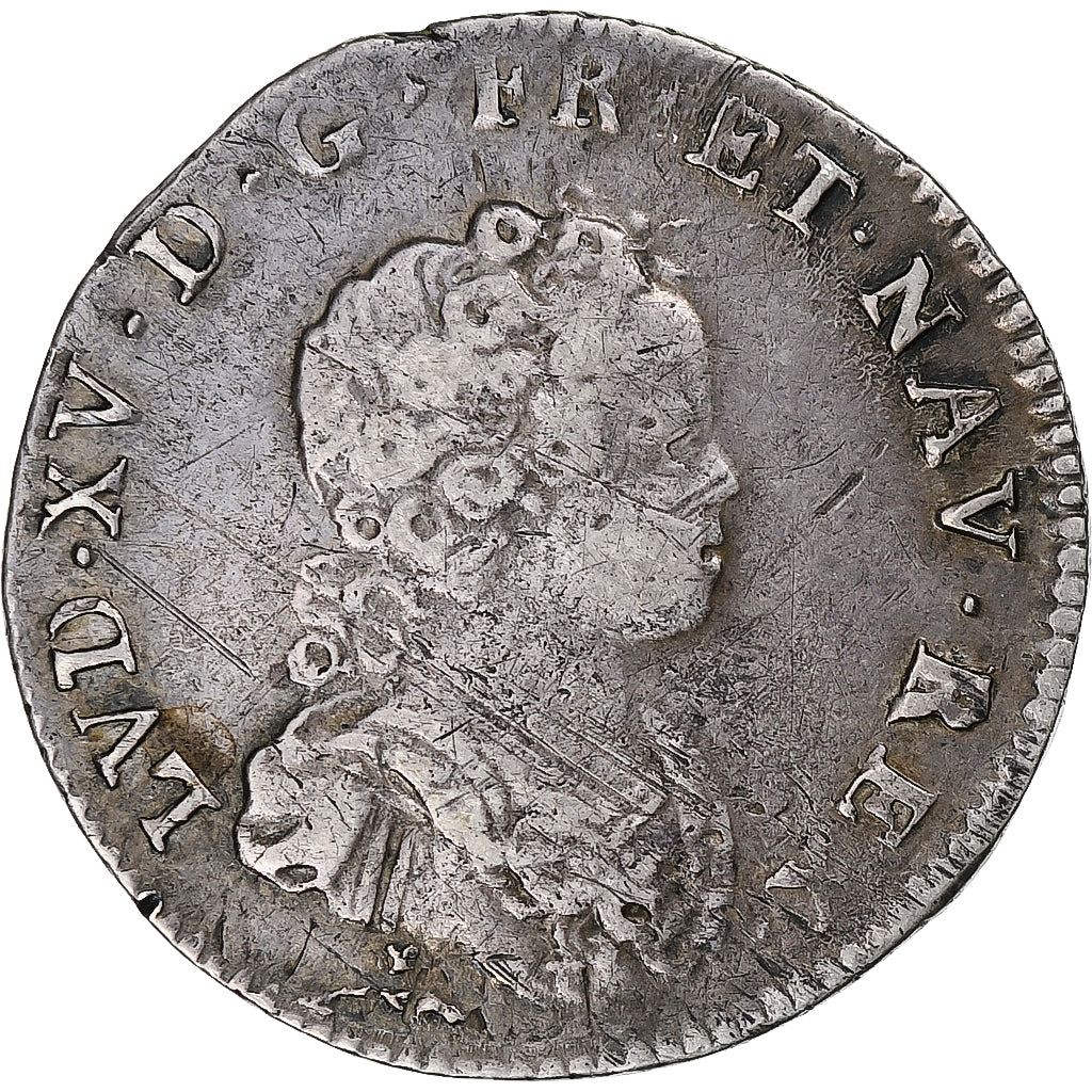 Francja, Louis XV, 1/10 Écu vertugadin, 1717, Bourges, réformé, Srebro