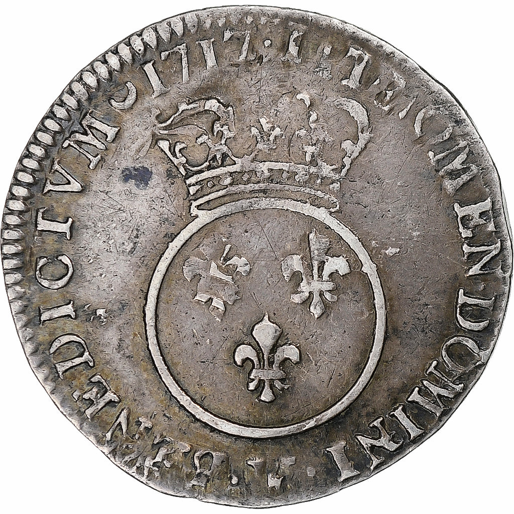 Francja, Louis XV, 1/10 Écu vertugadin, 1717, Bourges, réformé, Srebro