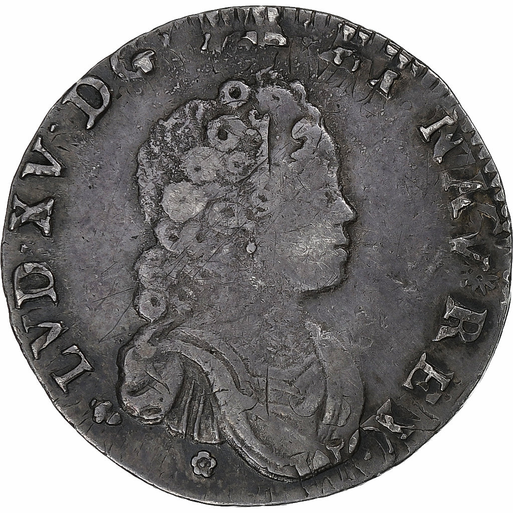 Frankrijk, Louis XV, 1/10 Écu vertugadin, 1716, La Rochelle, réformé, Zilver