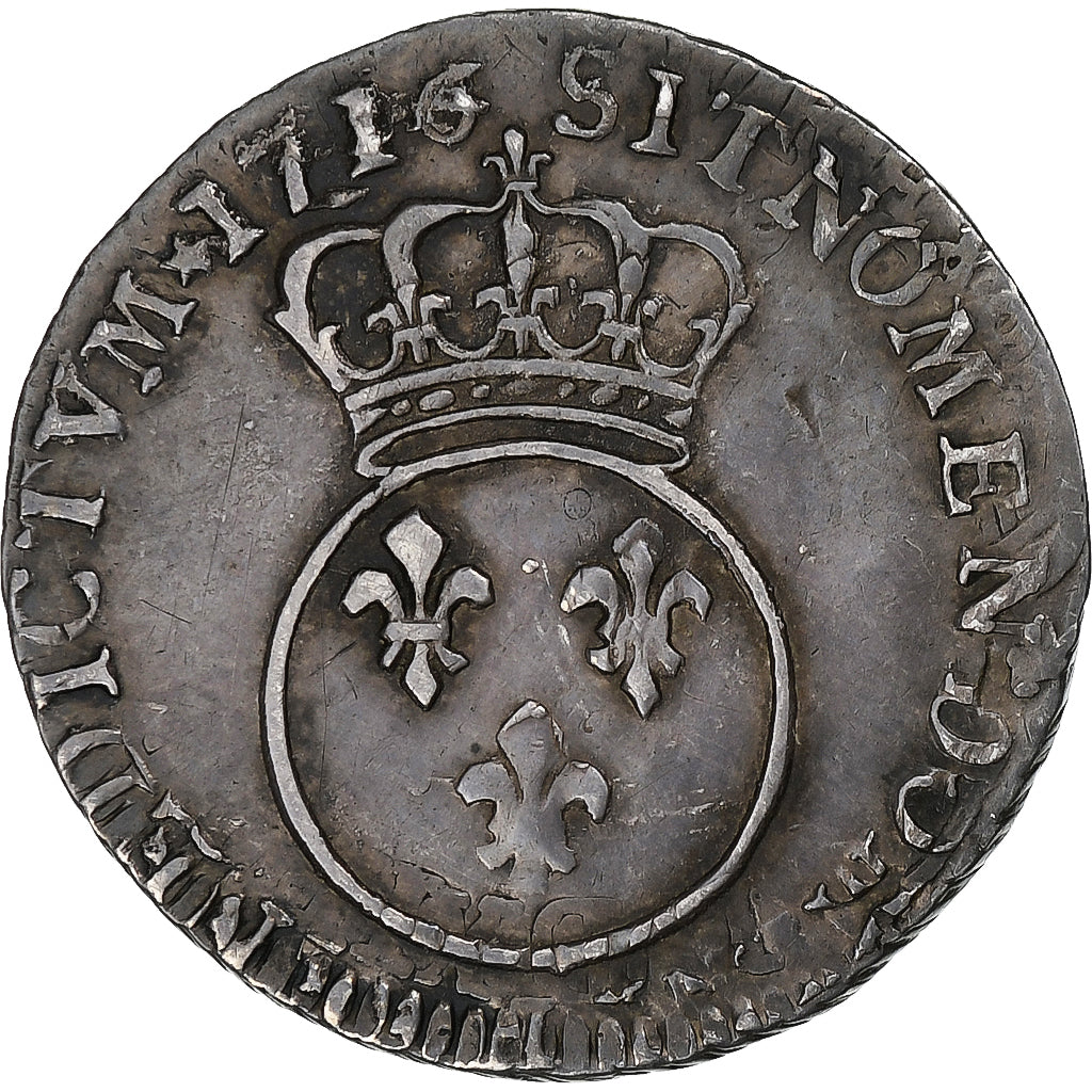 Frankrijk, Louis XV, 1/10 Écu vertugadin, 1716, La Rochelle, réformé, Zilver
