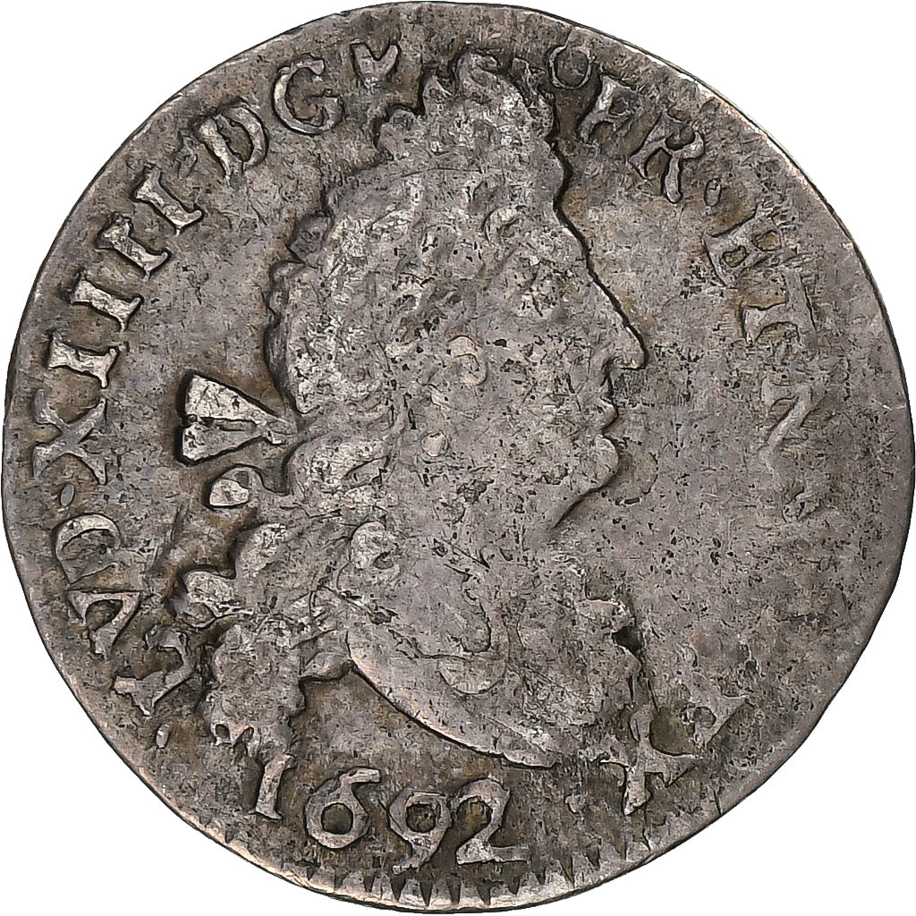 Frankreich, Louis XIV, 4 Sols aux 2 L, 1692, Troyes, Silber, SS, Gadoury:106