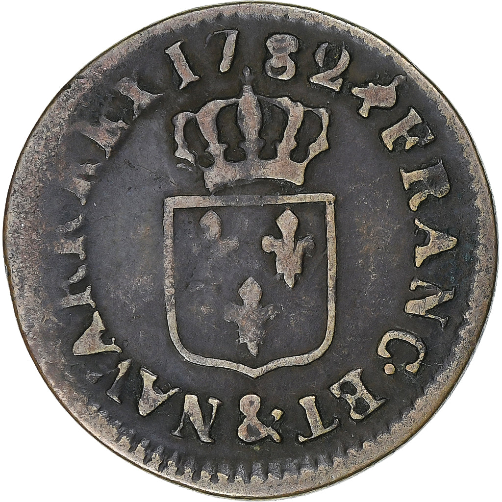 França, Louis XVI, Liard, 1782, Aix, 2nd semestre, Cobre, VF(30-35)