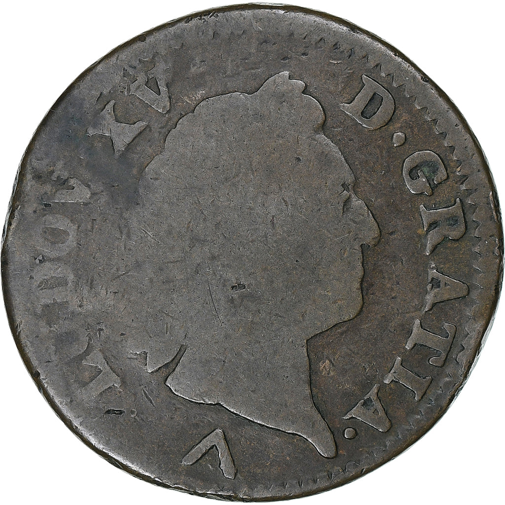 França, Louis XV, Sol à la vieille tête, 1769, Lille, Cobre, VF(20-25)