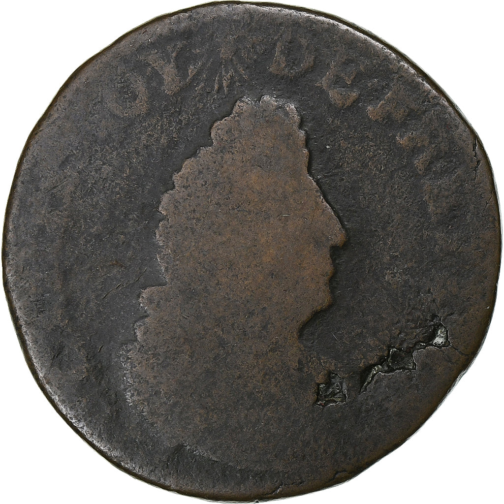 Frankrijk, Louis XIV, 4 Deniers, 1696, Strasbourg, Koper, FR, Gadoury:83