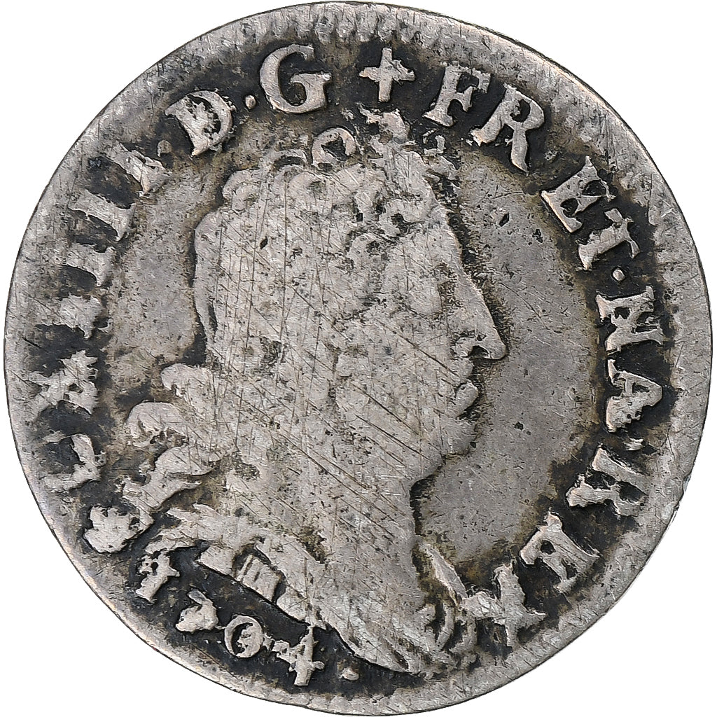 Frankrijk, Louis XIV, 5 Sols aux insignes, 1704, Strasbourg, Zilver, FR+