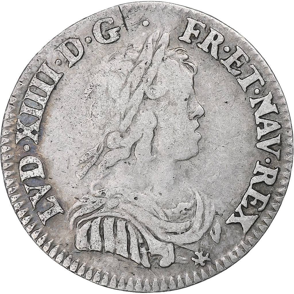 Frankrijk, Louis XIV, 1/12 Ecu à la mèche courte, 1644, Paris, Zilver, FR+