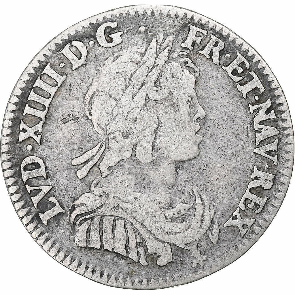 Frankrijk, Louis XIV, 1/12 Ecu à la mèche courte, 1644, Paris, Zilver, FR+