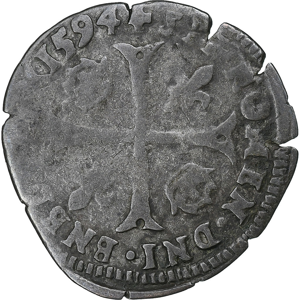 Frankrijk, Henri IV, Douzain aux deux H, 1594, Billon, FR, Gadoury:552