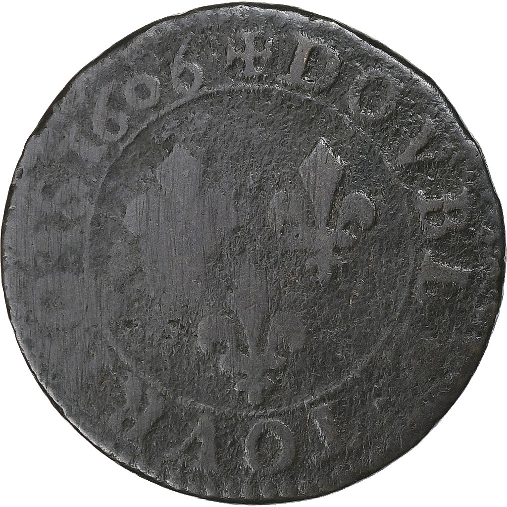 Francia, Henri IV, Double Tournois, 1606, Paris, Rame, MB, Gadoury:538