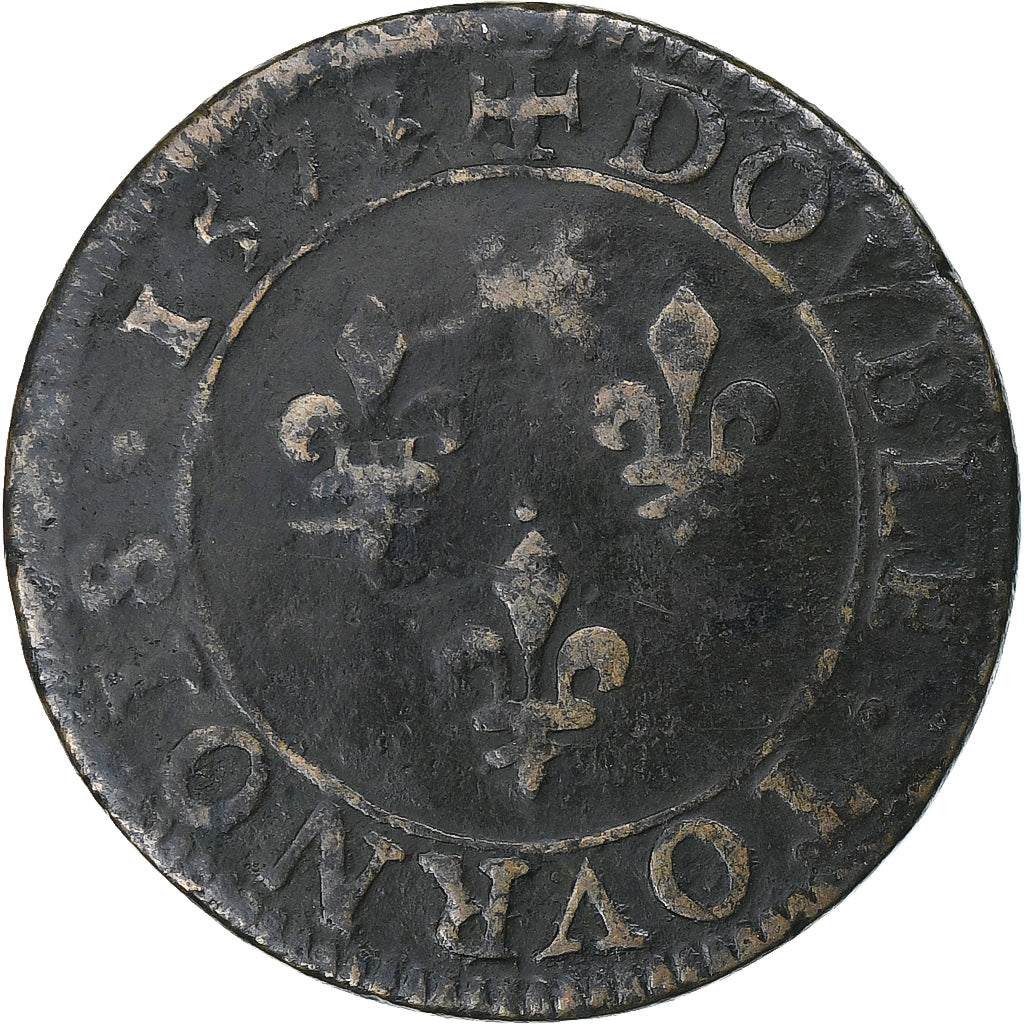 Frankreich, Henri III, Double Tournois, 1578, Paris, Kupfer, S, Gadoury:455
