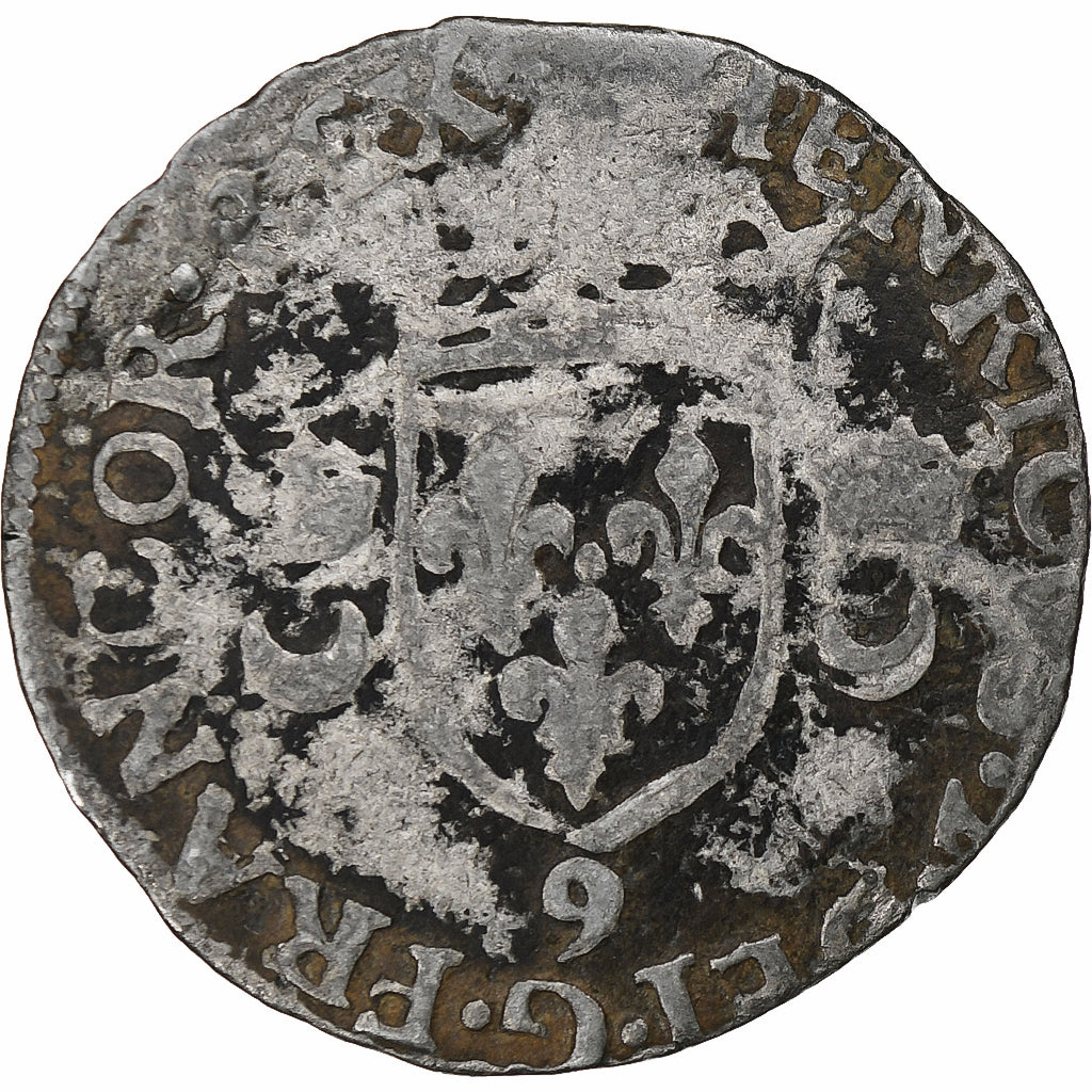 Francja, Henri II, Douzain aux croissants, 1555, Rennes, Bilon, VF(20-25)
