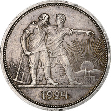 Rusia, Soviet Union, Rouble, 1924, ПЛ, Plata, MBC+, KM:90.1