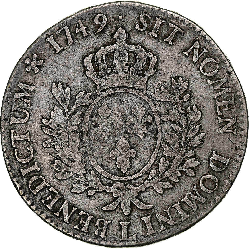França, Louis XV, Écu au bandeau, 1749, Bayonne, Prata, VF(20-25), Gadoury:322