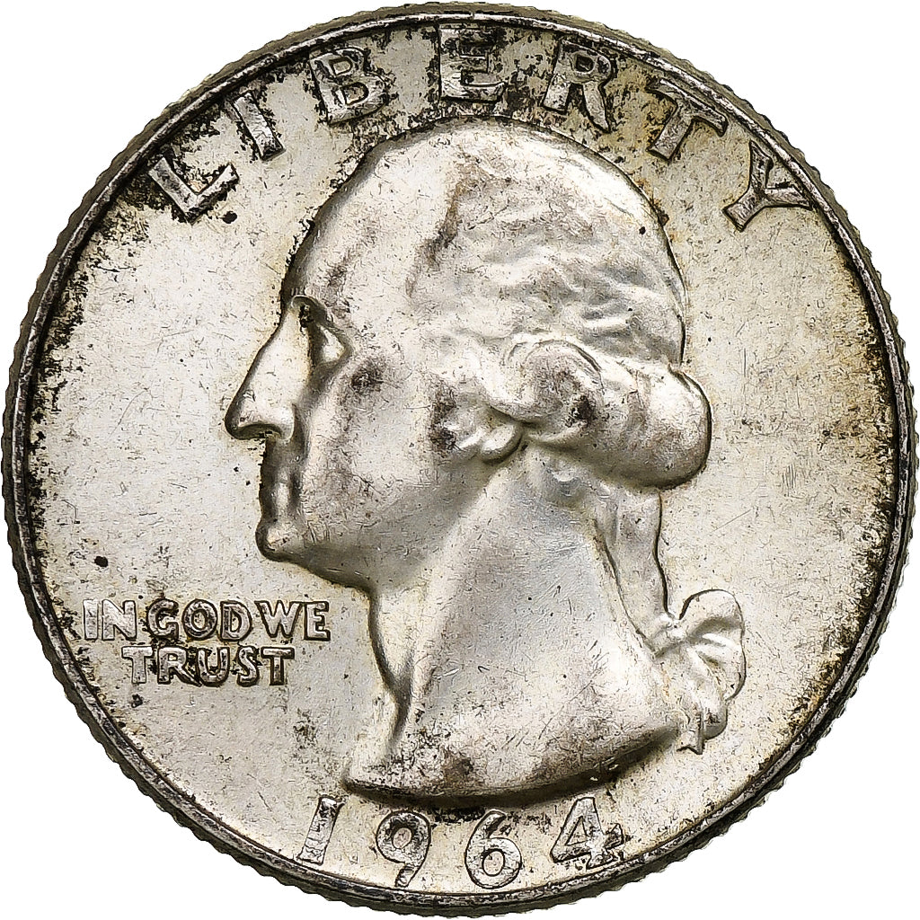 Estados Unidos da América, Washington Quarter, 1964, Philadelphia, Prata