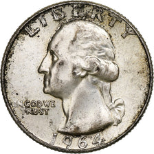 United States, Washington Quarter, 1964, Philadelphia, Silver, EF(40-45)