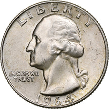 États-Unis, Washington Quarter, 1964, Philadelphie, Argent, TTB+