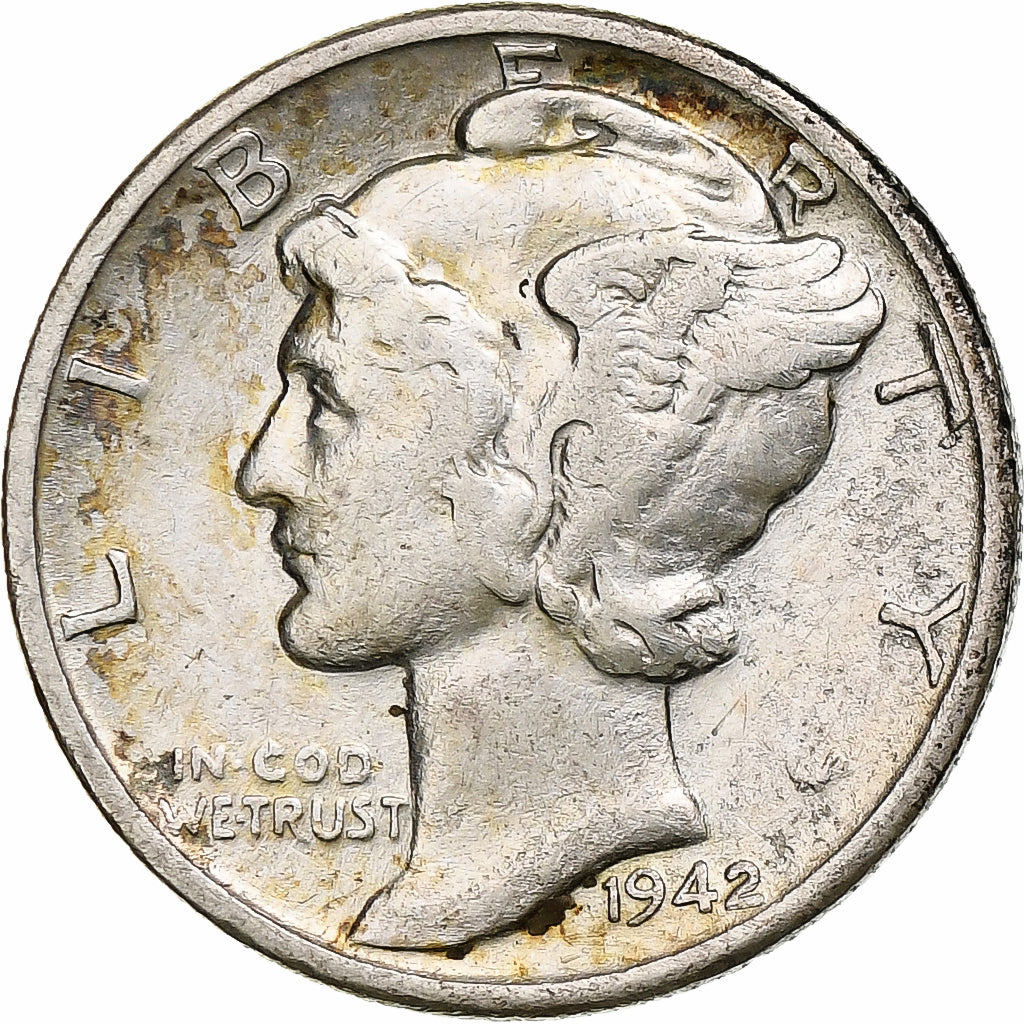 Stati Uniti, Mercury Dime, 1942, Philadelphia, Argento, BB, KM:140