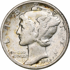 United States, Mercury Dime, 1942, Philadelphia, Silver, EF(40-45), KM:140