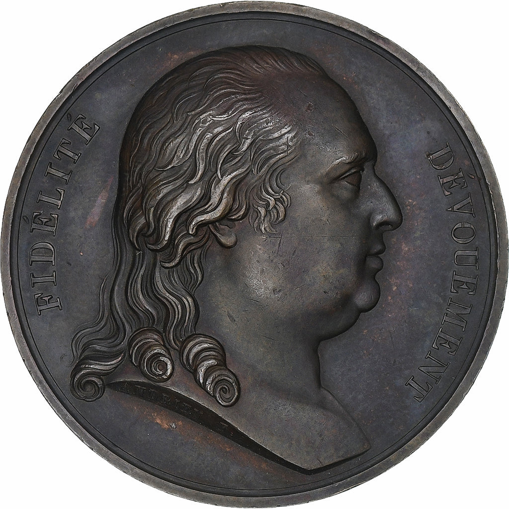 Francia, medalla, Louis XVIII, Décoration de la fidélité, 1816, Bronce