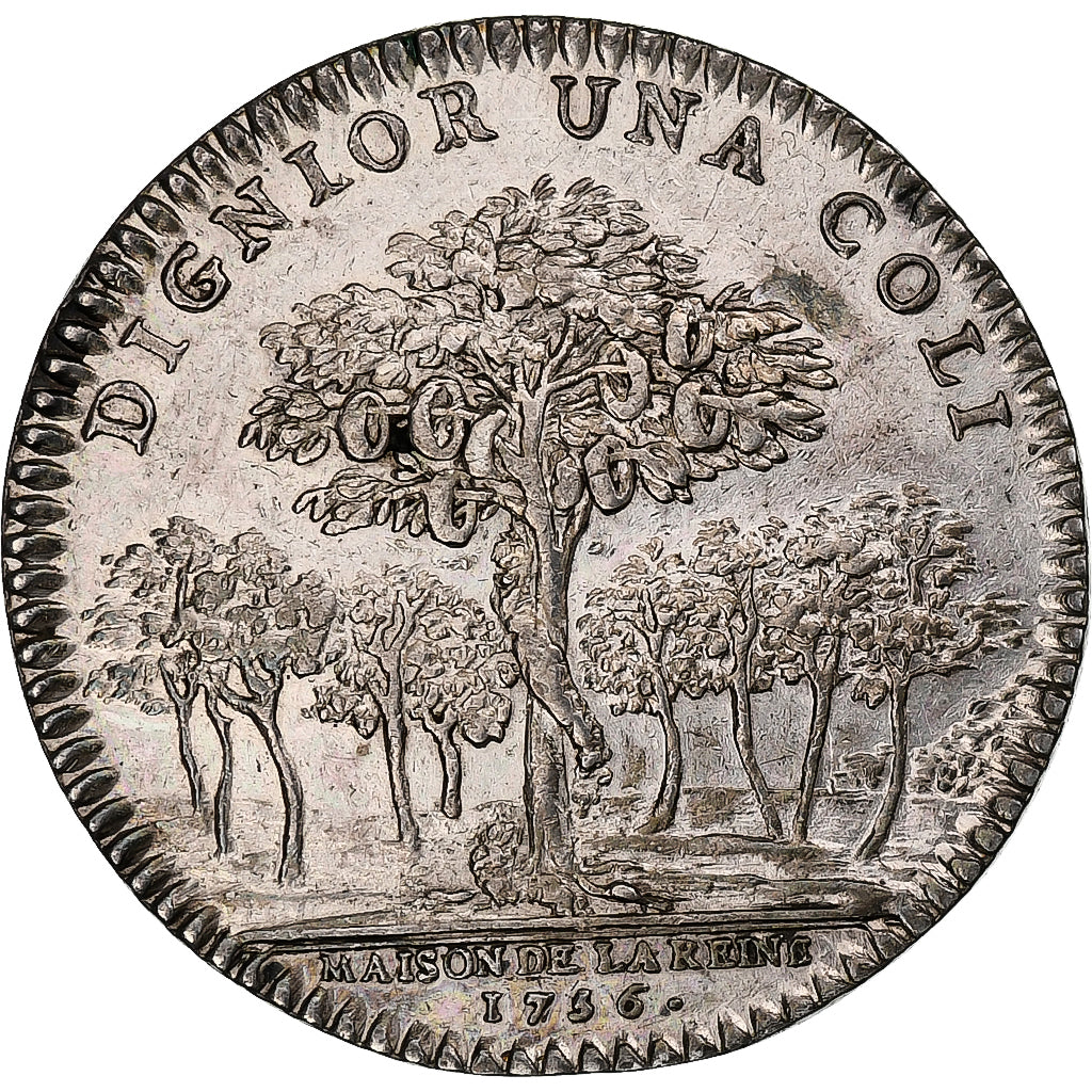 France, Token, Marie Lesczinska, Maison de la Reine, 1756, Silver, AU(50-53)