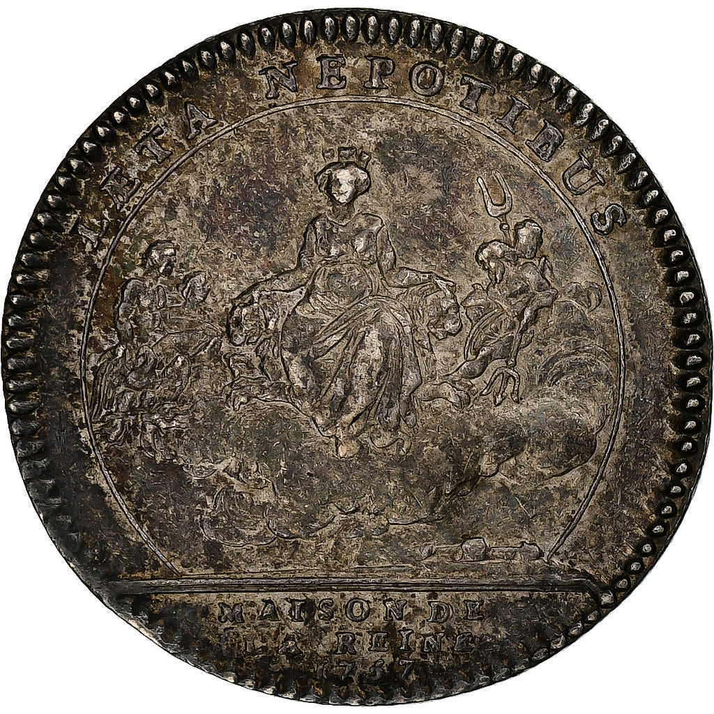 France, Token, Marie Lesczinska, Maison de la Reine, 1757, Silver, AU(50-53)